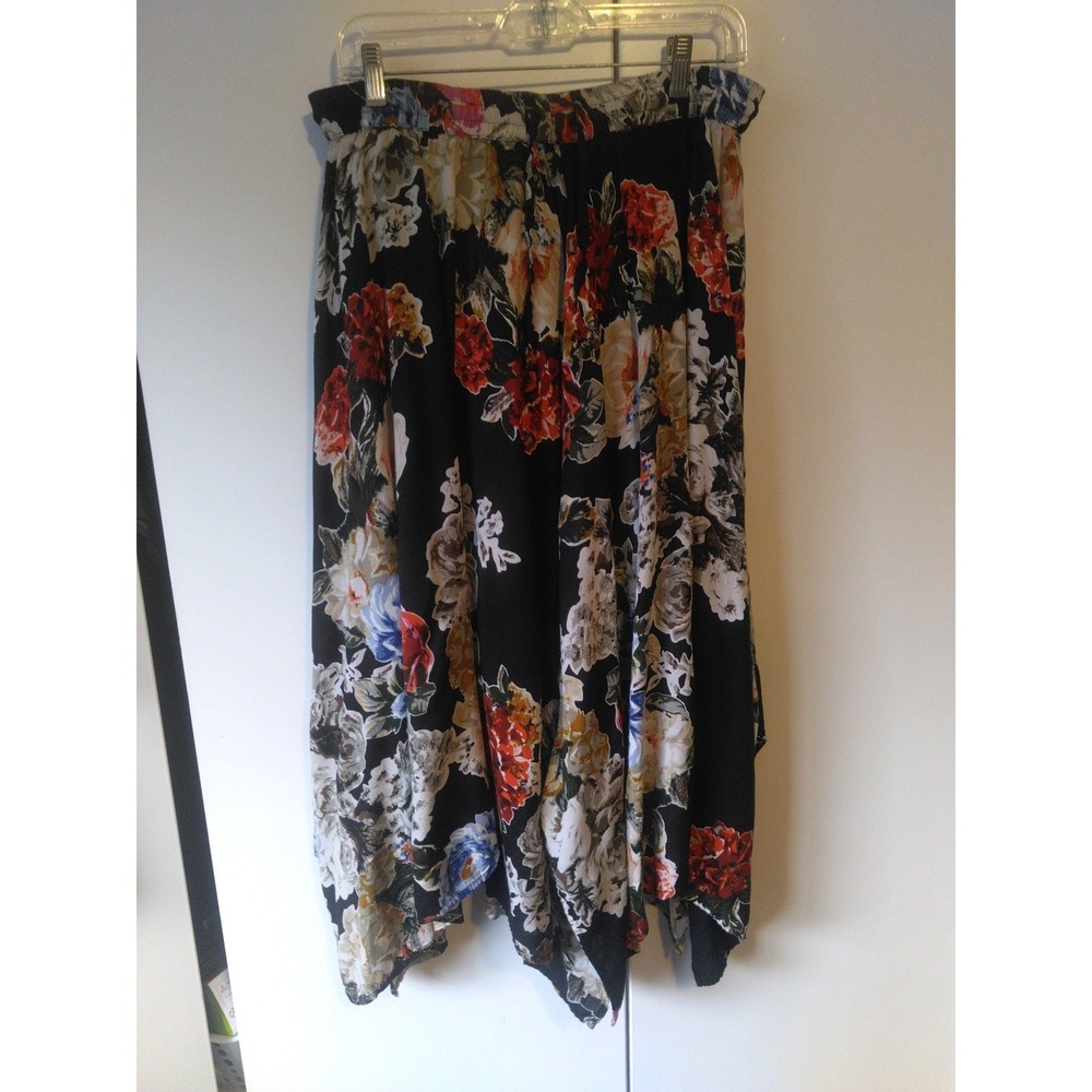 Womens Floral Asymmetric Hem Maxi Skirt Boho Hippie Festival OneSize  m/l Vtg